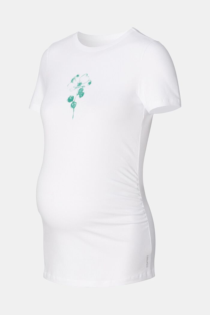 T-shirt met bloemenprint, biologisch katoen, BRIGHT WHITE, detail image number 4