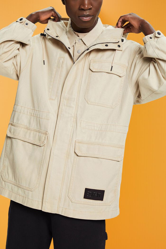 Field jacket van zwaar katoen, SAND, detail image number 4