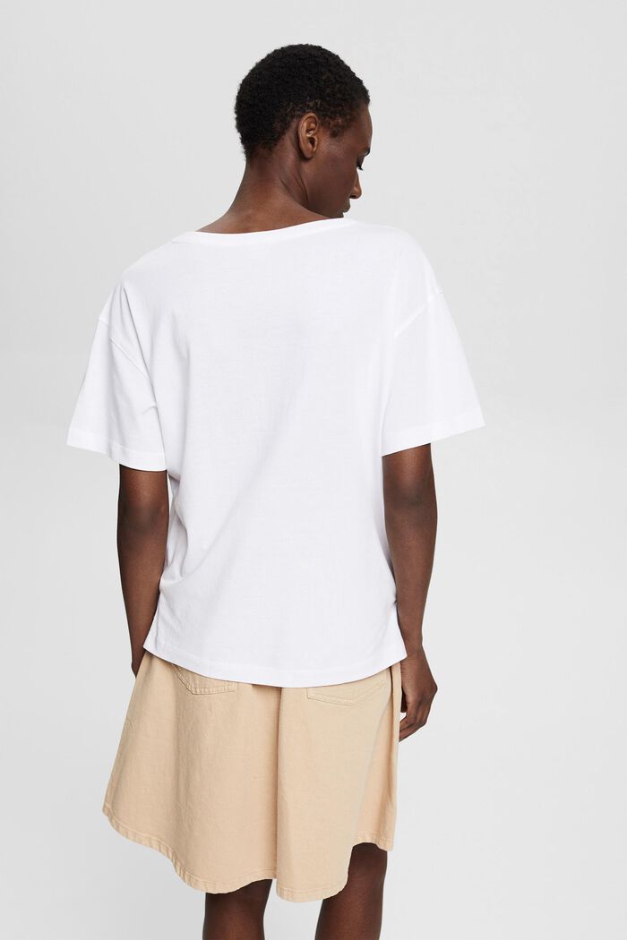 Met TENCEL™: T-shirt met V-hals, WHITE, detail image number 3