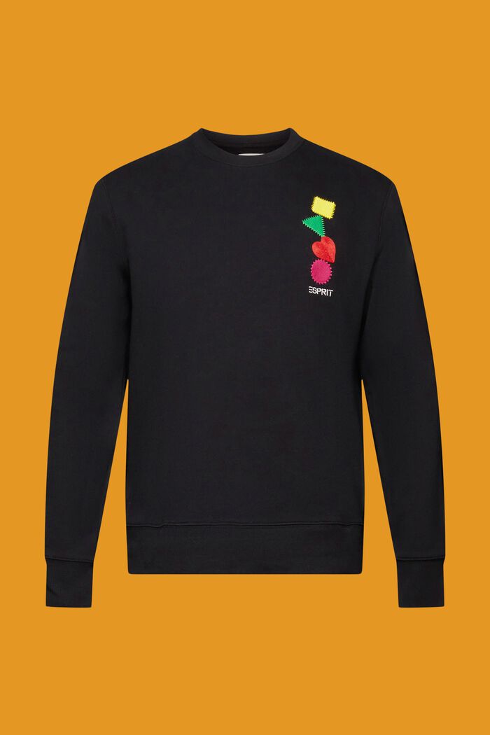 Sweatshirt met logoborduursel, BLACK, detail image number 6