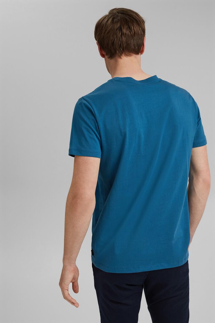 Jersey T-shirt met print, 100% biologisch katoen, PETROL BLUE, detail image number 3