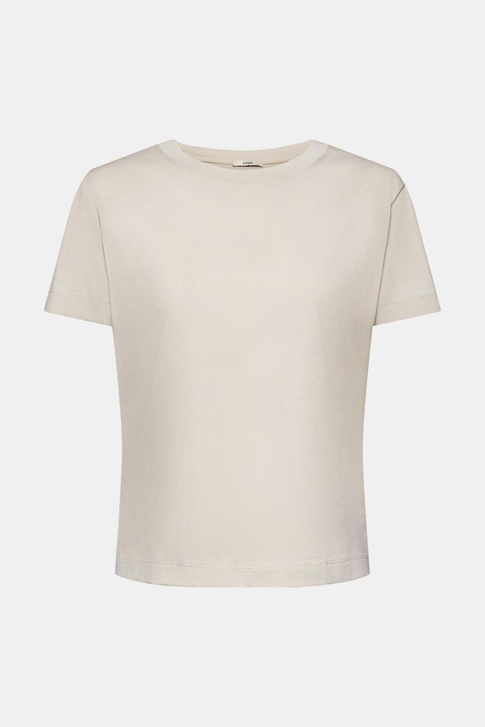 Katoenen T-shirt met ronde hals, LIGHT TAUPE, detail image number 7
