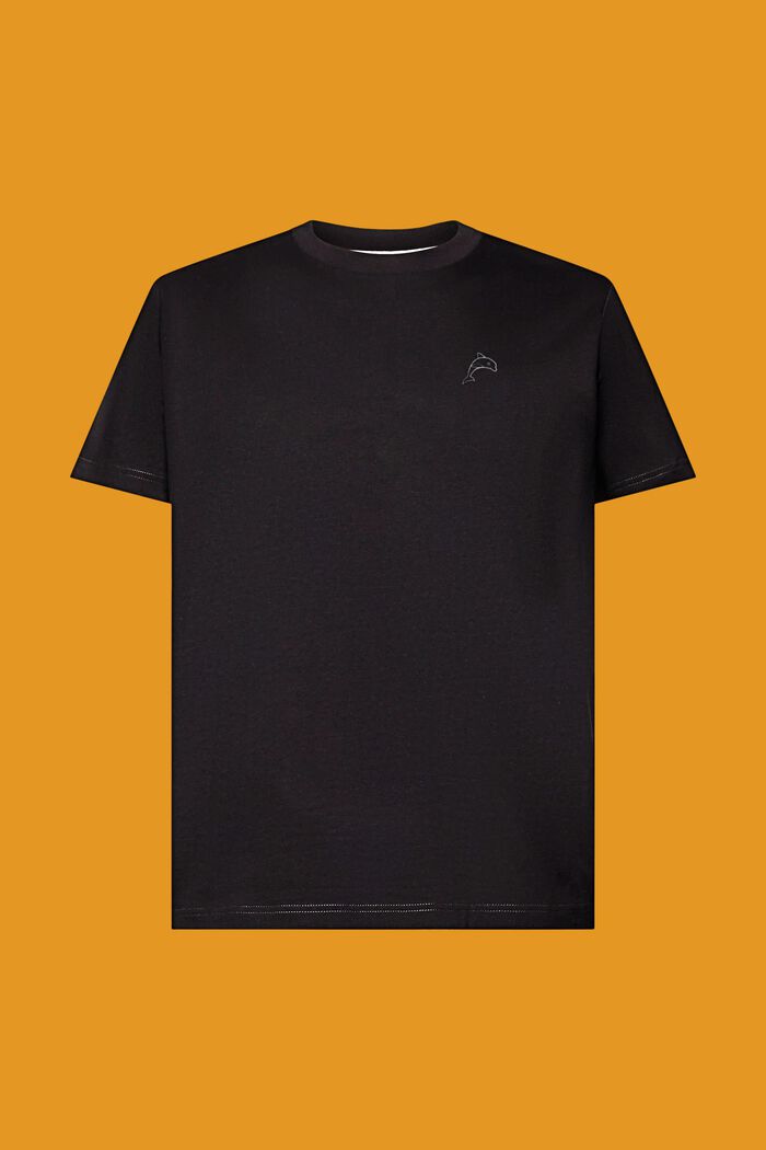 Katoenen T-shirt met dolfijnenprint, BLACK, detail image number 6