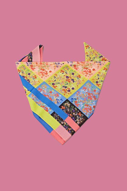 Vierkante sjaal met meerkleurig bloemmotief, BLACK, overview