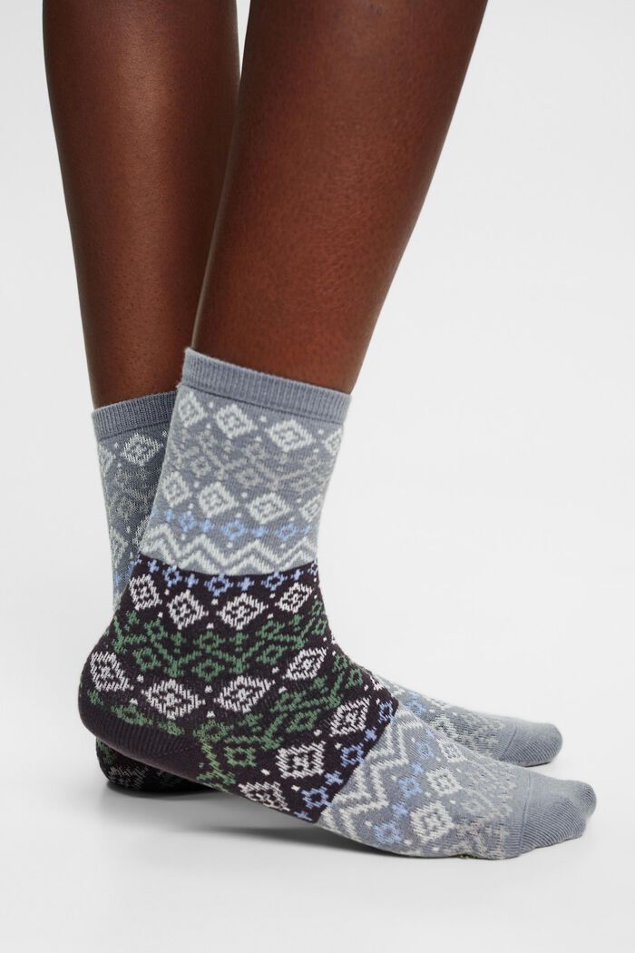 Set van 2 paar Noorse sokken, organic cotton, GREY, detail image number 2