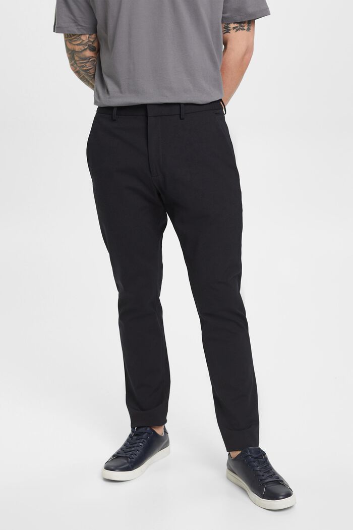 Pantalon van piqué-jersey, BLACK, detail image number 0