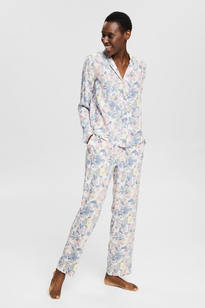 Pyjama met bloemenmotief, LENZING™ ECOVERO™, OFF WHITE, detail image number 0