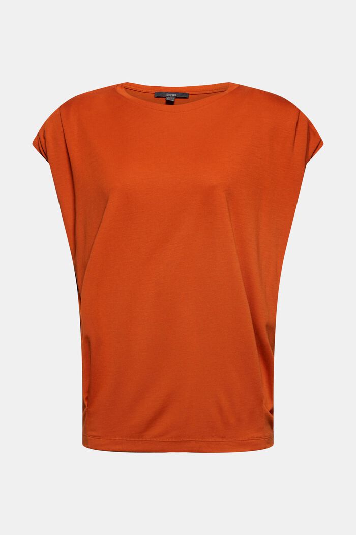 T-shirt met schoudervullingen, LENZING™ ECOVERO™, TERRACOTTA, detail image number 6
