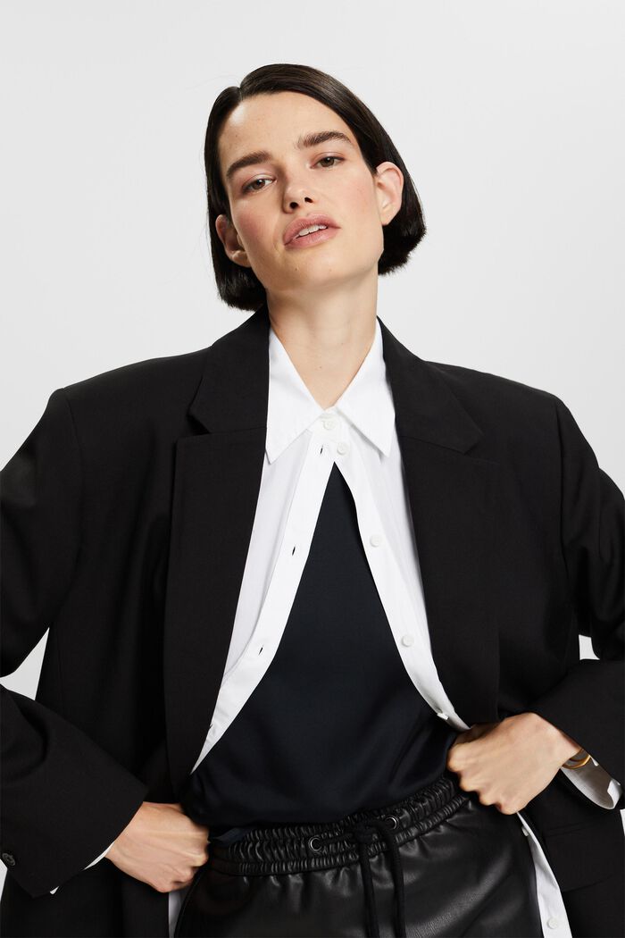 Satijnen blouse met korte mouwen, BLACK, detail image number 2
