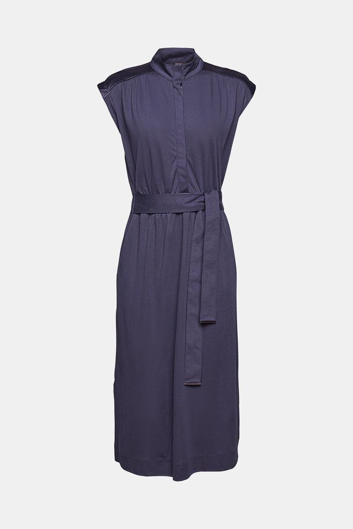 Jersey jurk met de look van een overhemdblouse, LENZING™ ECOVERO™, DARK BLUE, detail image number 6