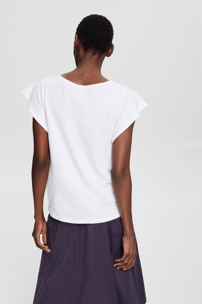 Met linnen: T-shirt met laag uitgesneden armsgaten, WHITE, detail image number 3
