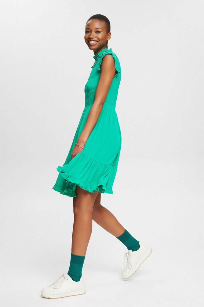 Mini-jurk met volantzoom, LENZING™ ECOVERO™, GREEN, detail image number 6