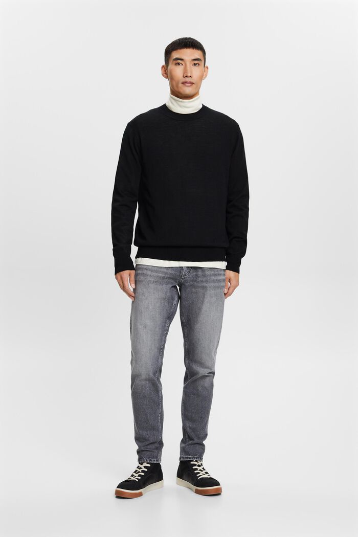 Wollen sweater met een ronde hals, BLACK, detail image number 5