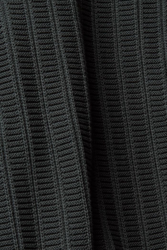 Grofgebreide trui met halve rits, DARK TEAL GREEN, detail image number 5
