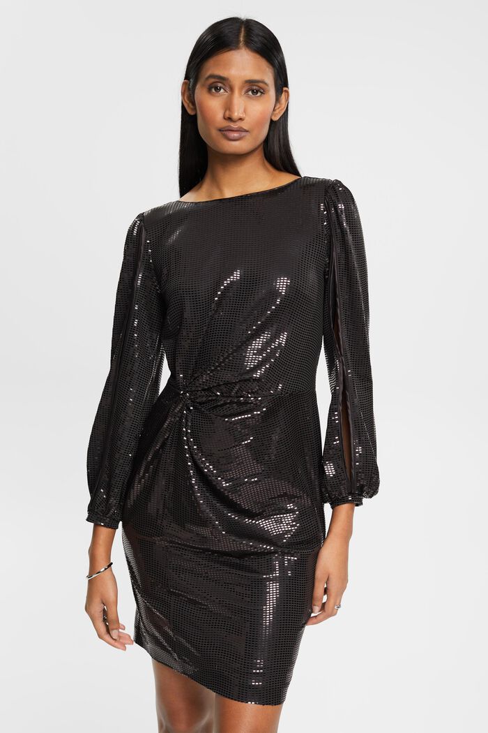 Mini-jurk met applicatie all-over, BLACK, detail image number 0