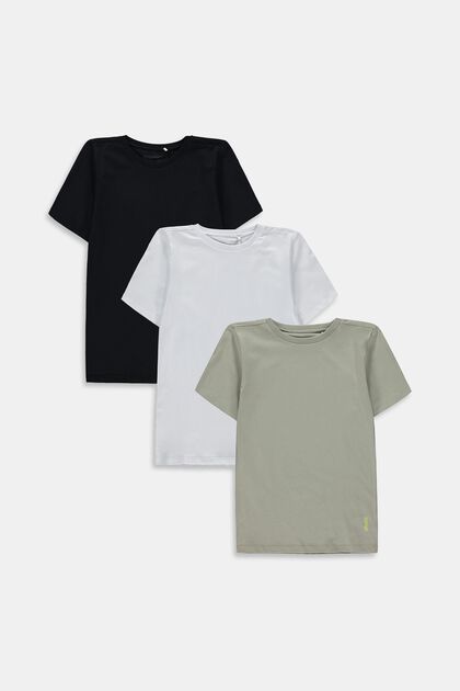 Set van 3 T-shirts van zuiver katoen, GREEN, overview