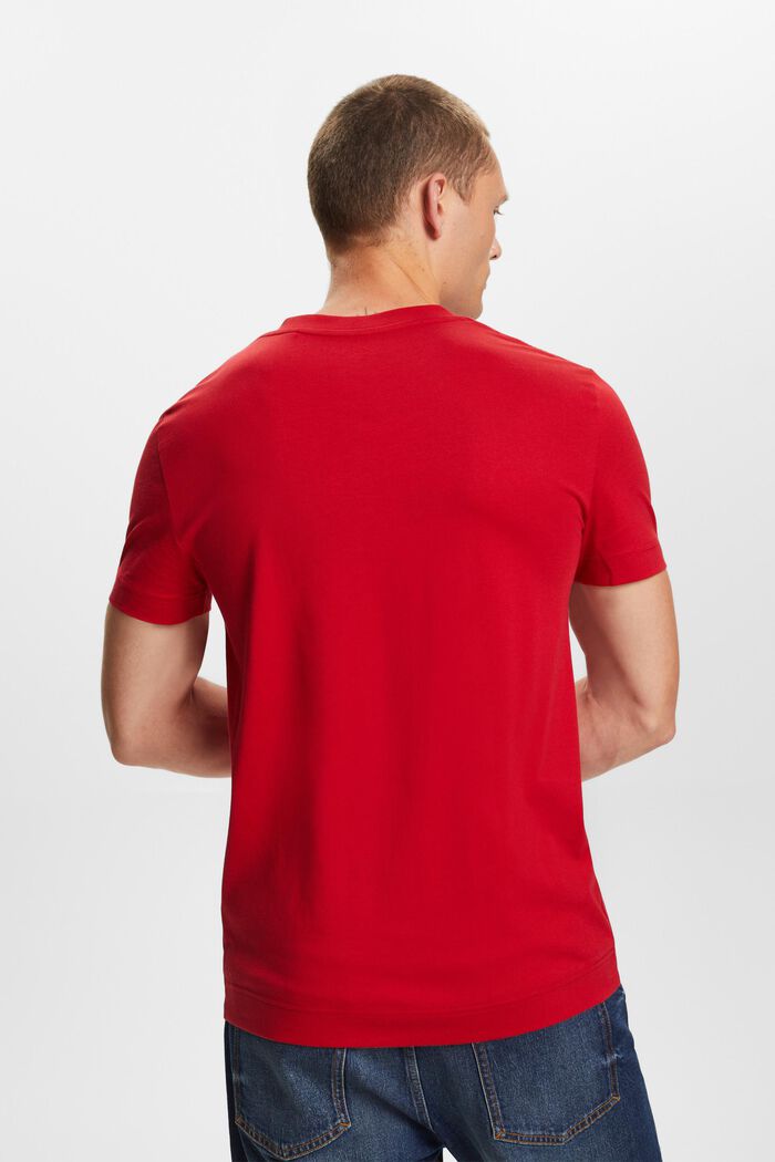 Jersey T-shirt met V-hals, 100% katoen, DARK RED, detail image number 3