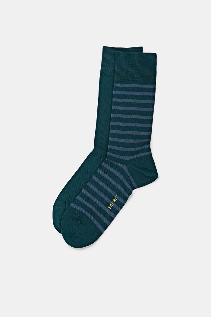 2 paar grofgebreide sokken, PETROL, detail image number 0