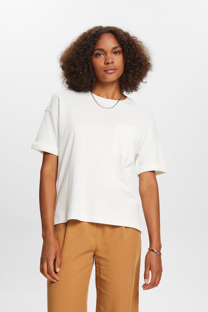 Oversized T-shirt met opgestikte zak, OFF WHITE, detail image number 0