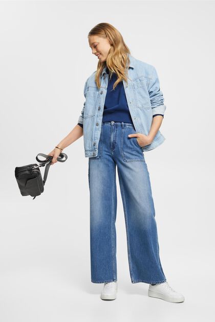 Carpenter jeans met hoge taille, BLUE MEDIUM WASHED, overview