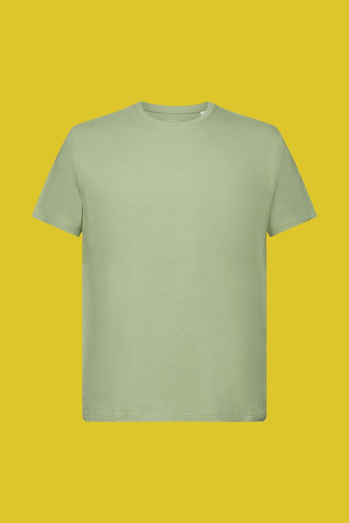 Jersey T-shirt, mix van katoen en linnen, PALE KHAKI, detail image number 6