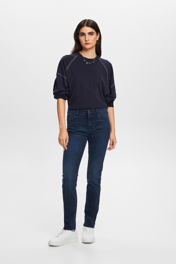 Slim fit-jeans met middelhoge taille, BLUE BLACK, detail image number 5