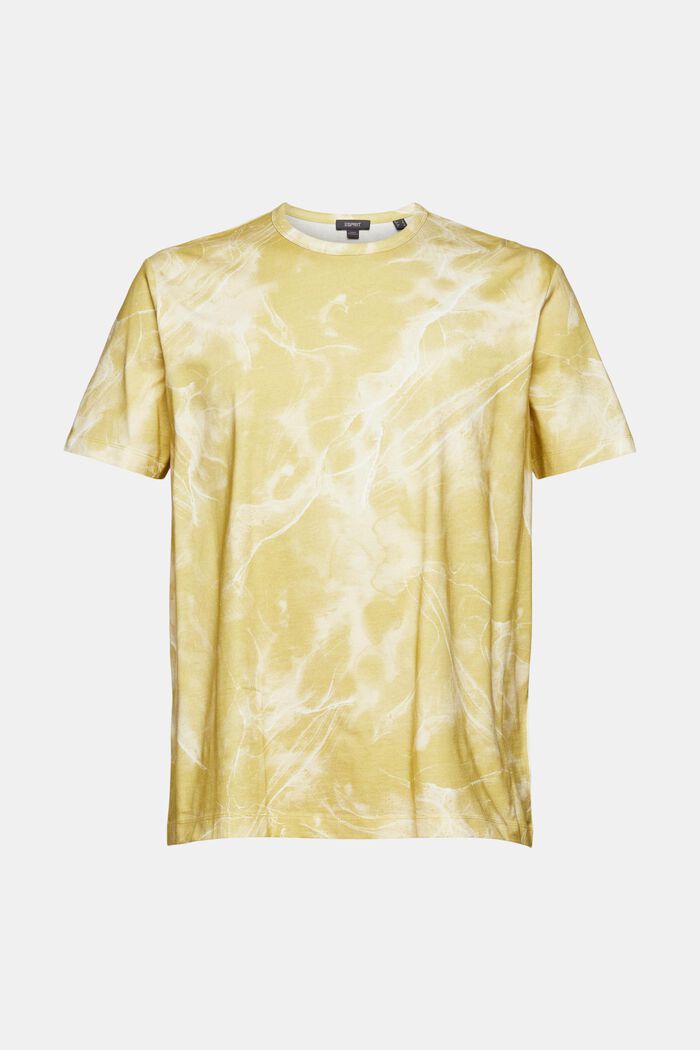 T-shirt met marmermotief, LIME YELLOW, overview