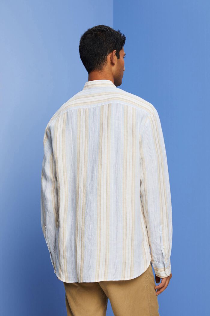 Gestreept shirt, 100% linnen, SAND, detail image number 3