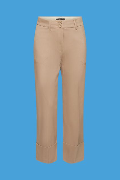 Cropped twill broek, TAUPE, overview