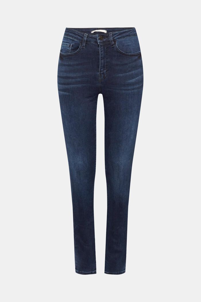 High-rise skinny jeans met stretch, BLUE BLACK, overview