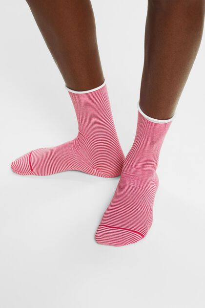 Gestreepte sokken met opgerolde manchetten, organic cotton