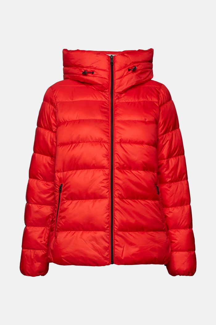 Gerecycled: gewatteerde jas met capuchon, RED, detail image number 6