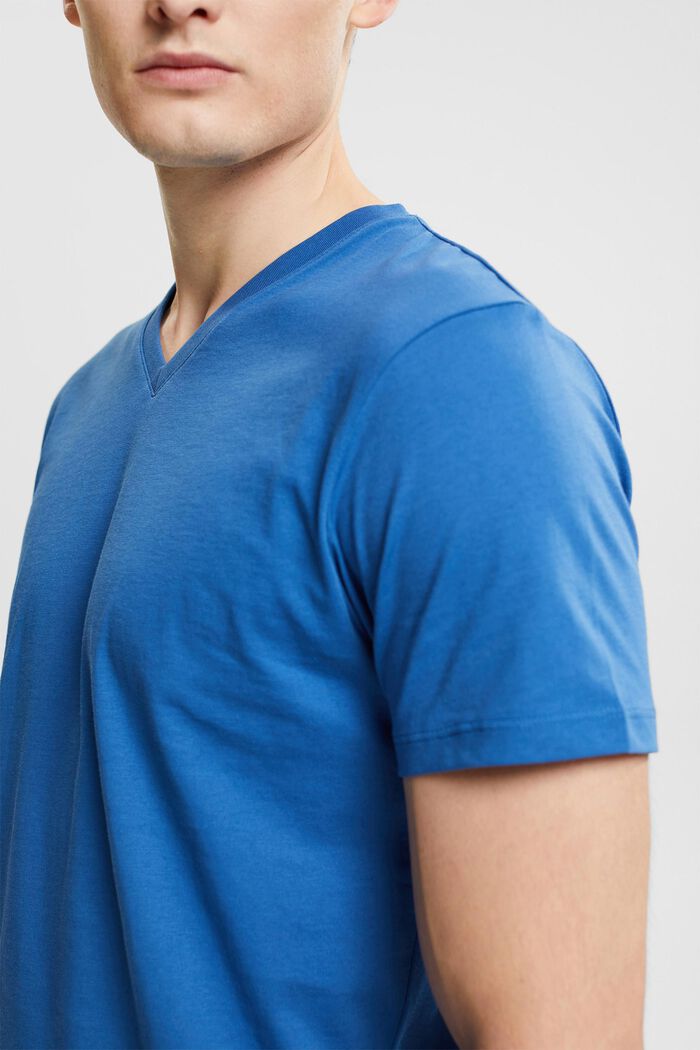 T-shirt met V-hals van duurzaam katoen, BLUE, detail image number 2