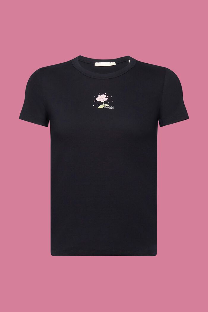 T-shirt met print op het voorpand, BLACK, detail image number 7