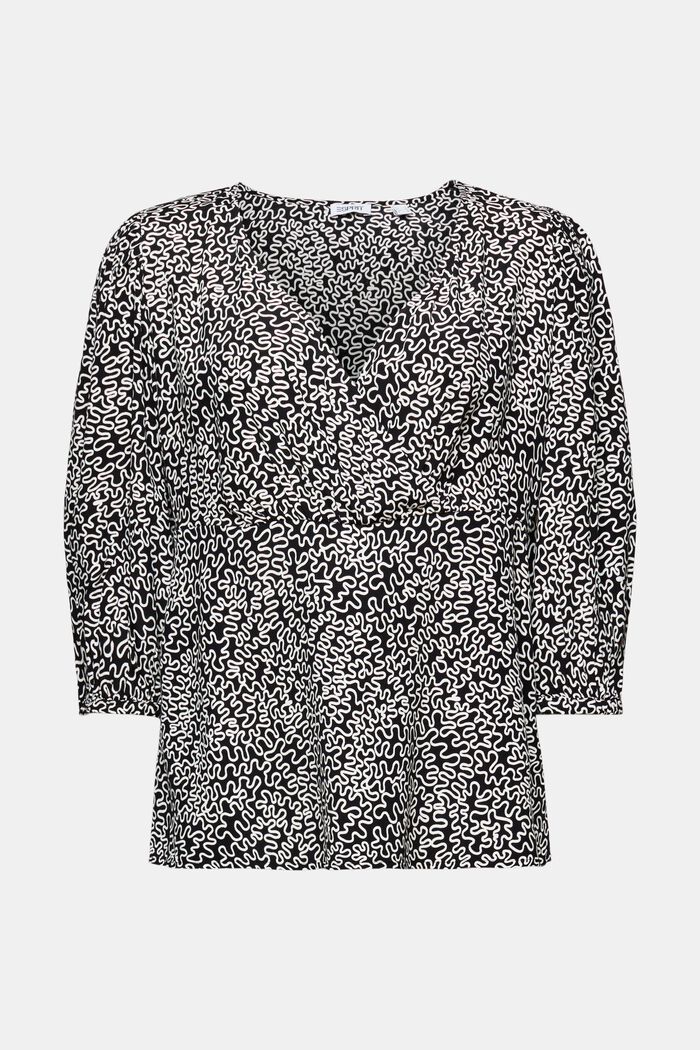Crêpe blouse met V-hals en print, BLACK, detail image number 6