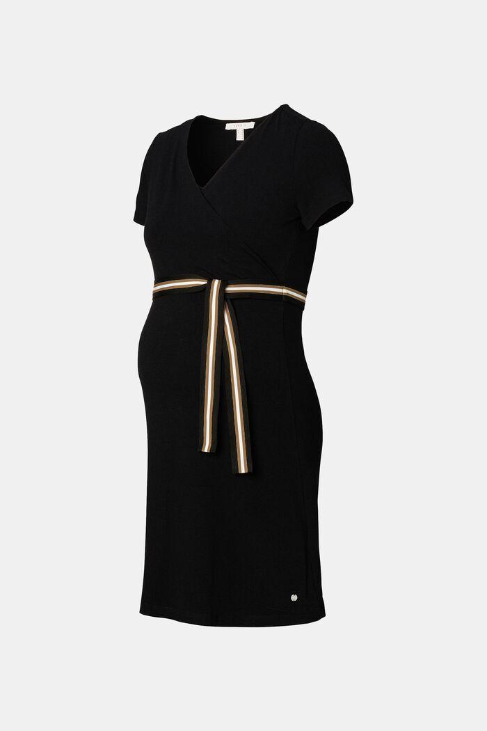 Jersey jurk met voedingsfunctie en ceintuur, BLACK INK, detail image number 6