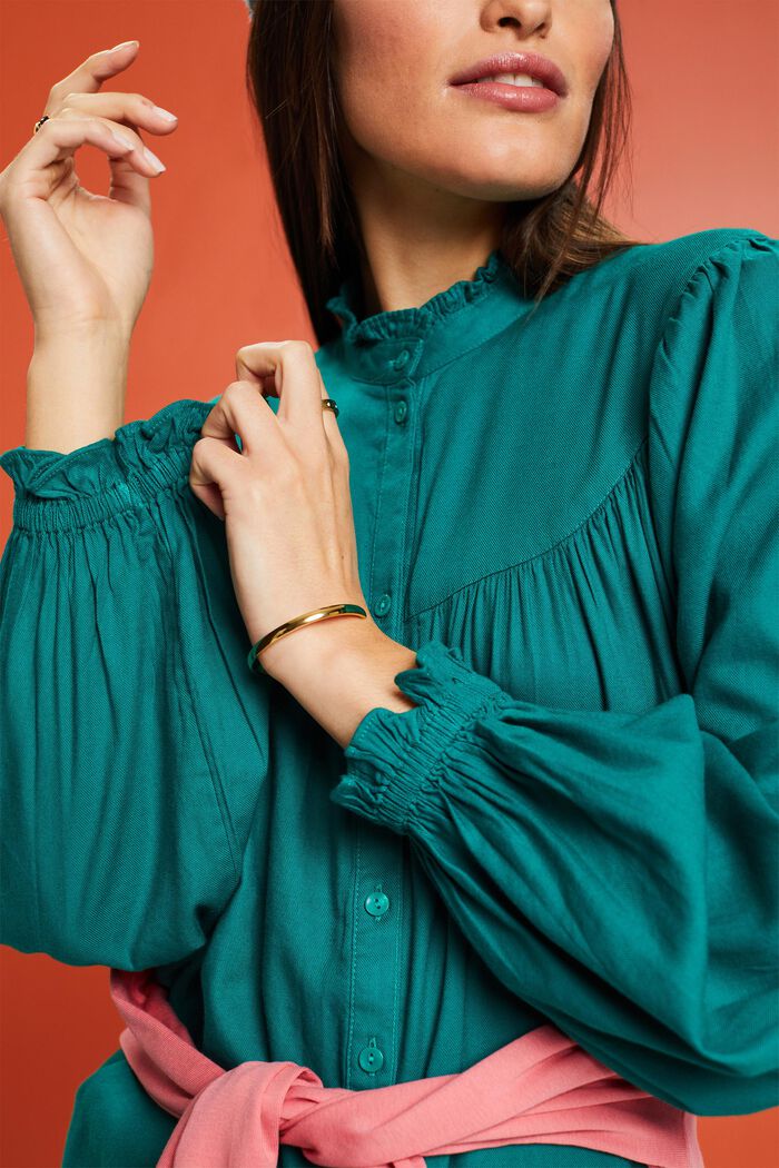 Blouse met ruches, EMERALD GREEN, detail image number 1