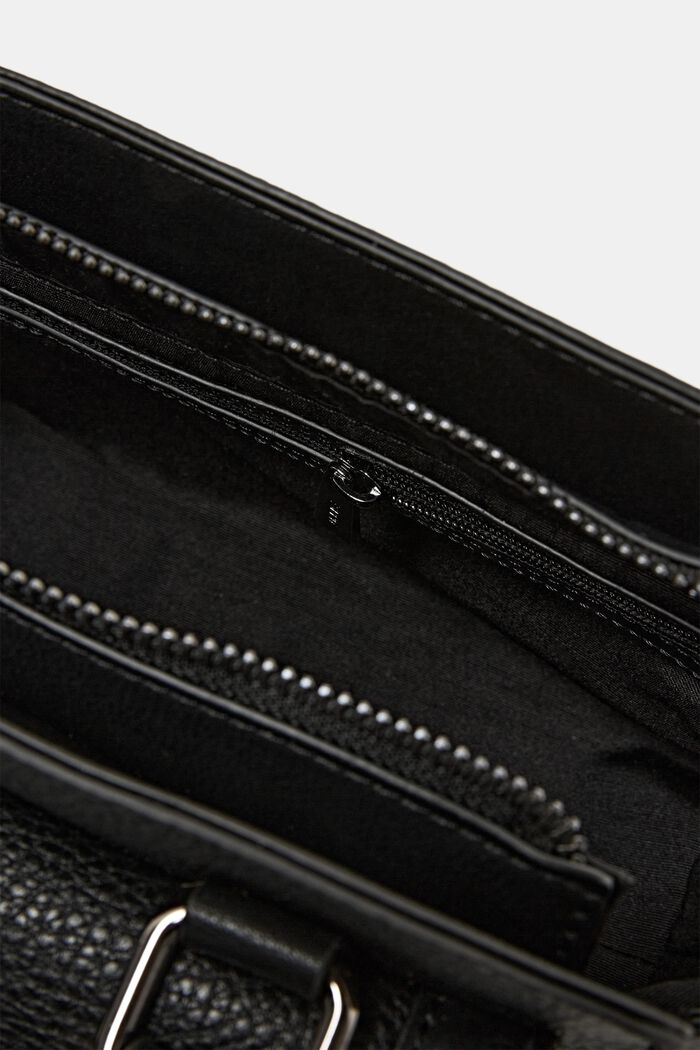 City bag in leerlook, BLACK, detail image number 3