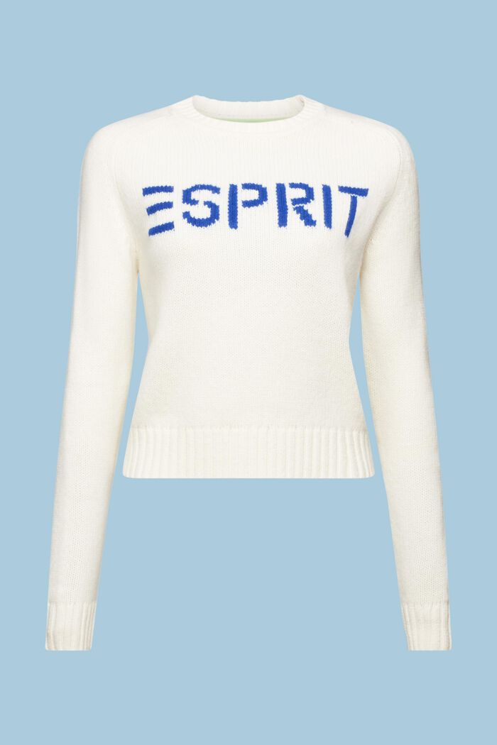 Logosweater van wol en kasjmier, OFF WHITE, detail image number 6