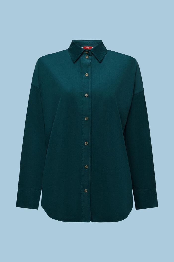 Oversized corduroy overhemdblouse, EMERALD GREEN, detail image number 6