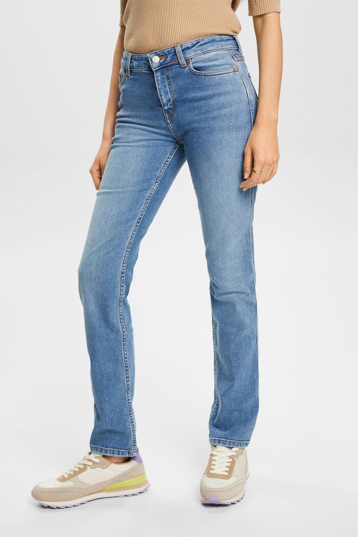 High-rise jeans met rechte pijpen, BLUE LIGHT WASHED, detail image number 0