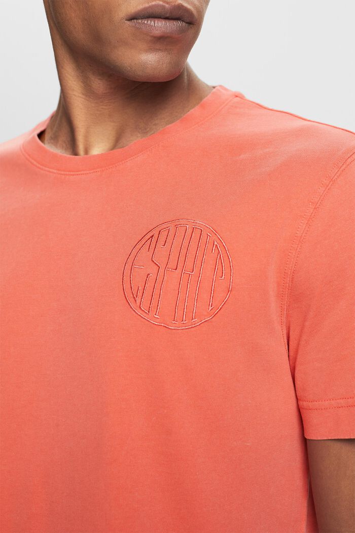 T-shirt met logo van stiksel, 100% cotton, CORAL RED, detail image number 2