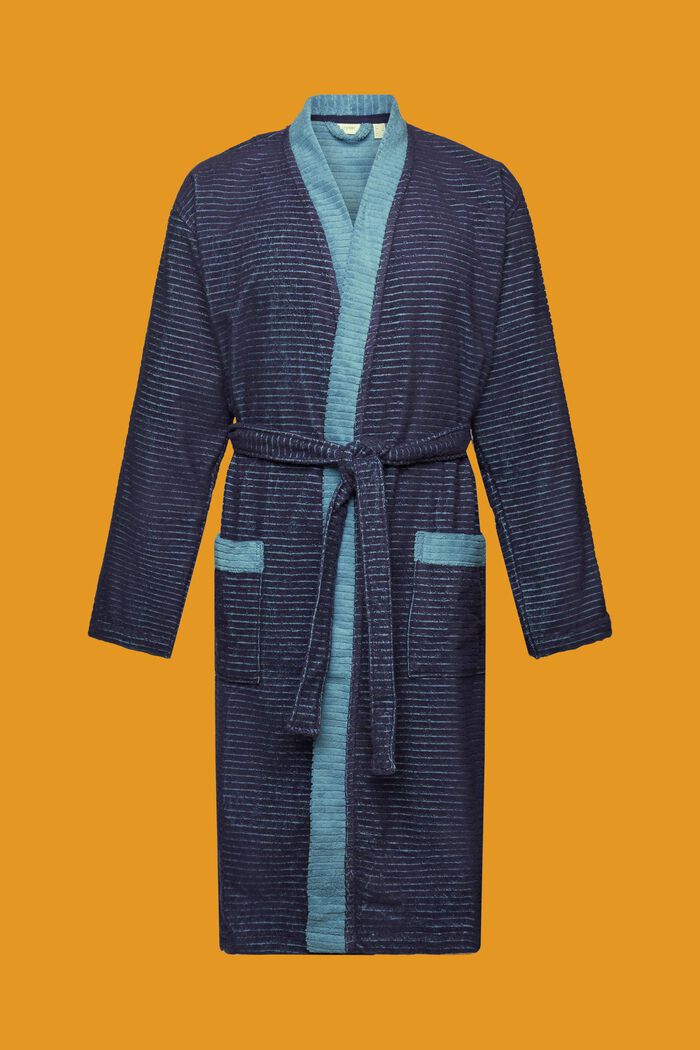 Badjas met gestructureerde strepen, NAVY BLUE, detail image number 5
