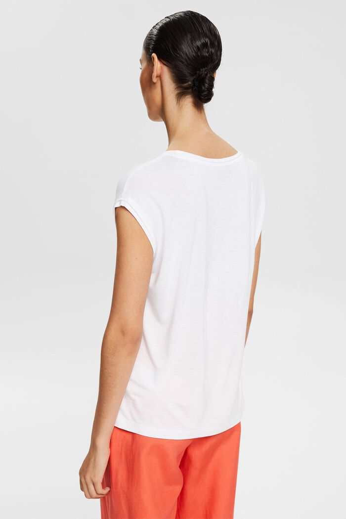 T- Shirt met glitterprint, LENZING™ ECOVERO™, WHITE, detail image number 3