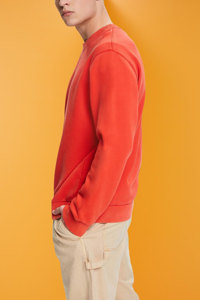 Effen sweatshirt met regular fit, RED, detail image number 4