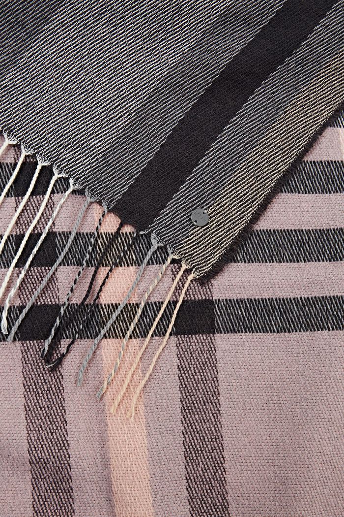 Geruite sjaal met franjes, GREY, detail image number 1