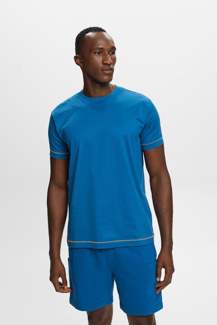 Jersey T-shirt met ronde hals, 100% katoen, DARK BLUE, detail image number 0