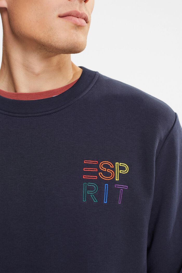 Sweatshirt met kleurrijk logoborduursel, NAVY, detail image number 2