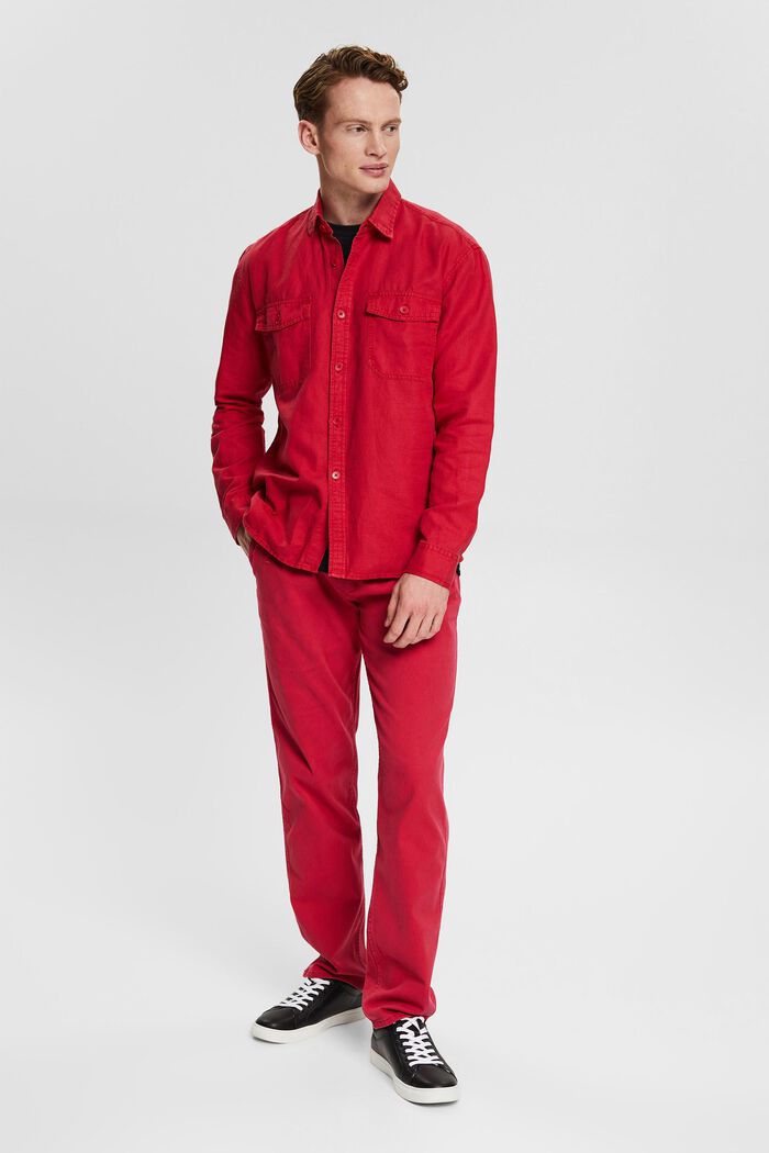 Van een linnenmix: oversized overhemd, RED, detail image number 1