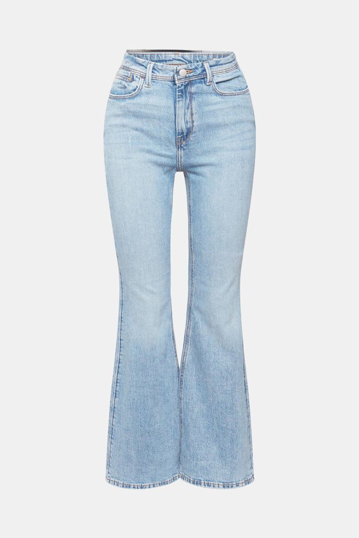 Flared jeans met hoge taille, BLUE MEDIUM WASHED, detail image number 7